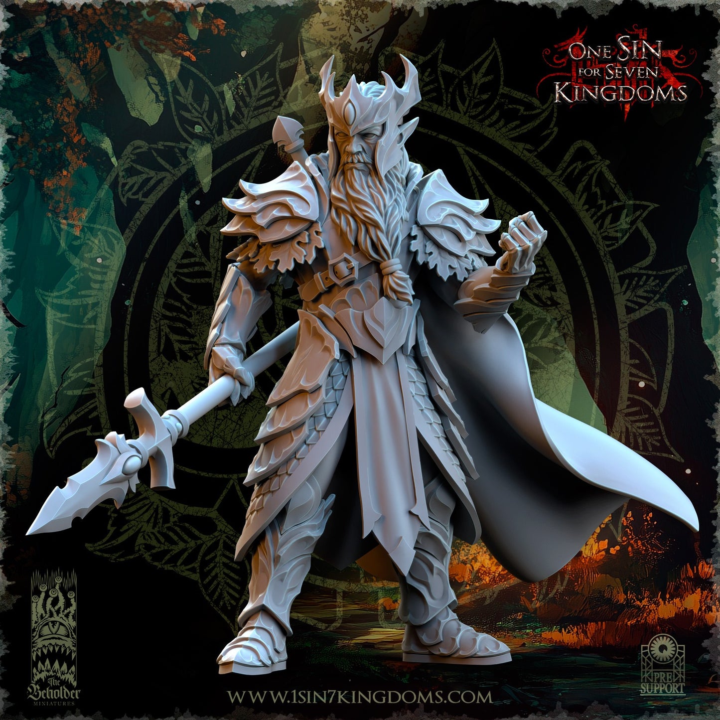 Miniatura Thalenar, Rey Perenne Elfos Silvanos resina 32mm sin pintar - Drakholm