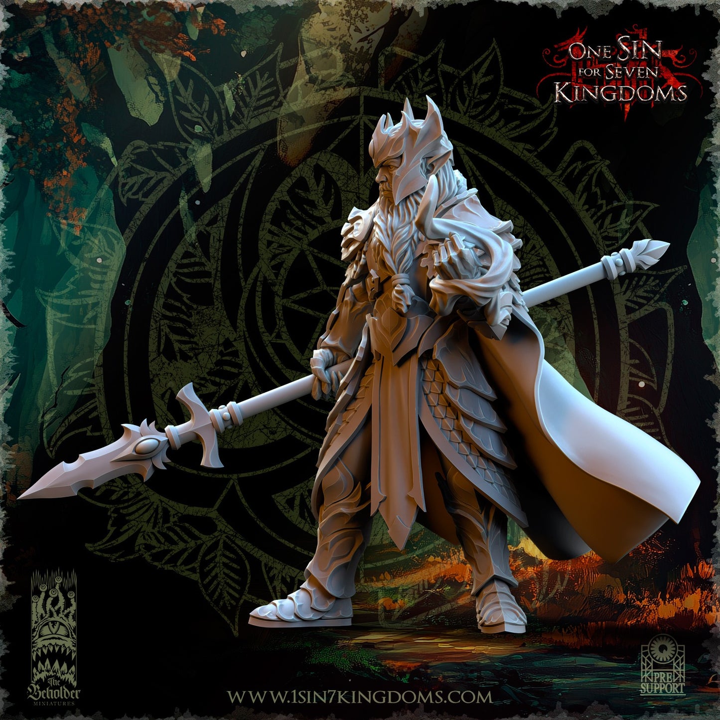 Miniatura Thalenar, Rey Perenne Elfos Silvanos resina 32mm sin pintar - Drakholm