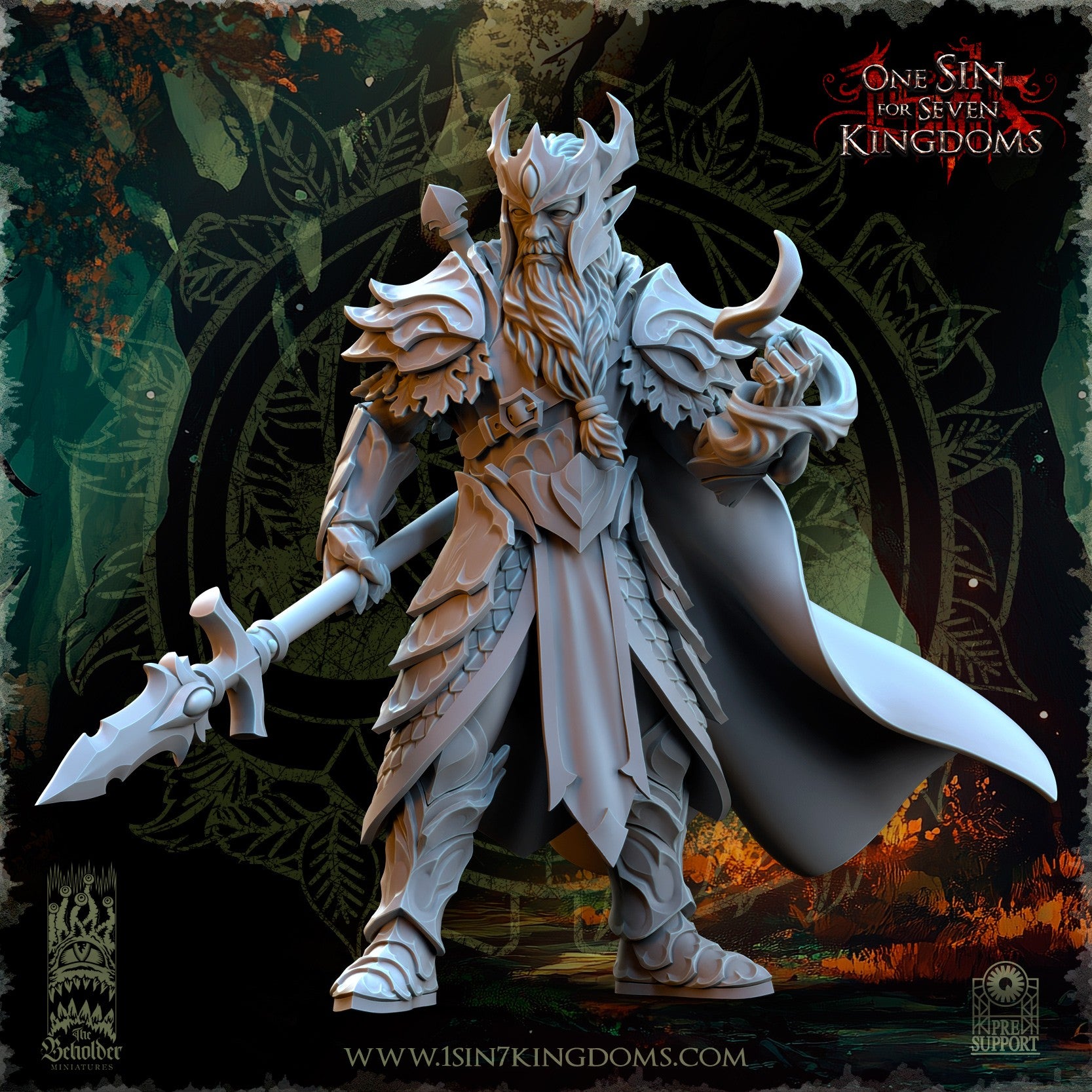 Miniatura Thalenar, Rey Perenne Elfos Silvanos resina 32mm sin pintar - Drakholm