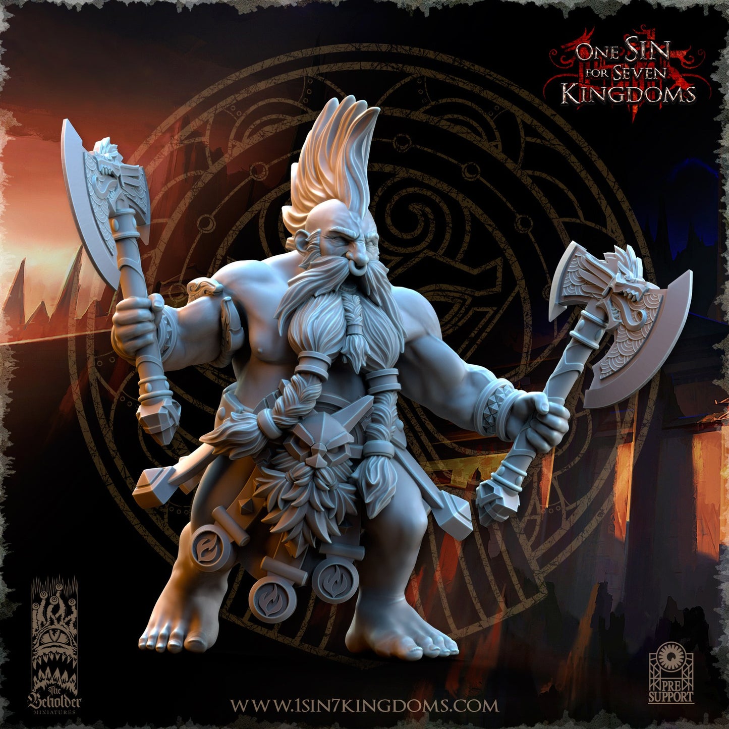 Miniatura Tharin Barba de Fuego Enanos resina 32mm sin pintar - Drakholm