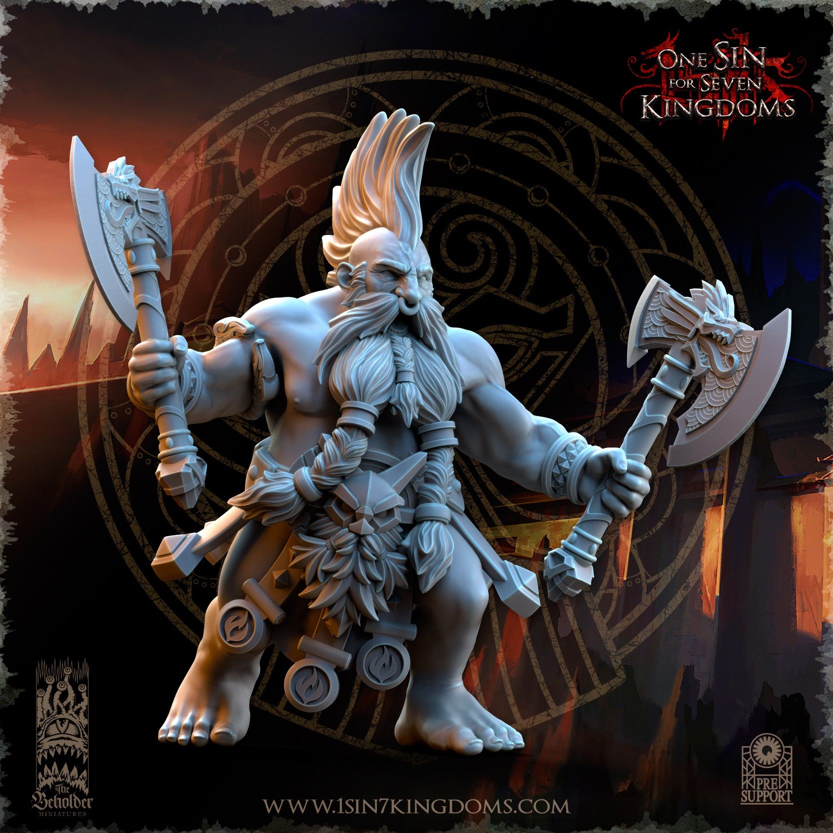 Miniatura Tharin Barba de Fuego Enanos resina 32mm sin pintar - Drakholm