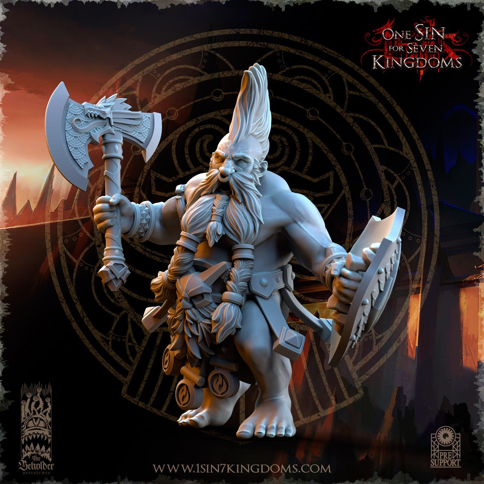 Miniatura Tharin Barba de Fuego Enanos resina 32mm sin pintar - Drakholm