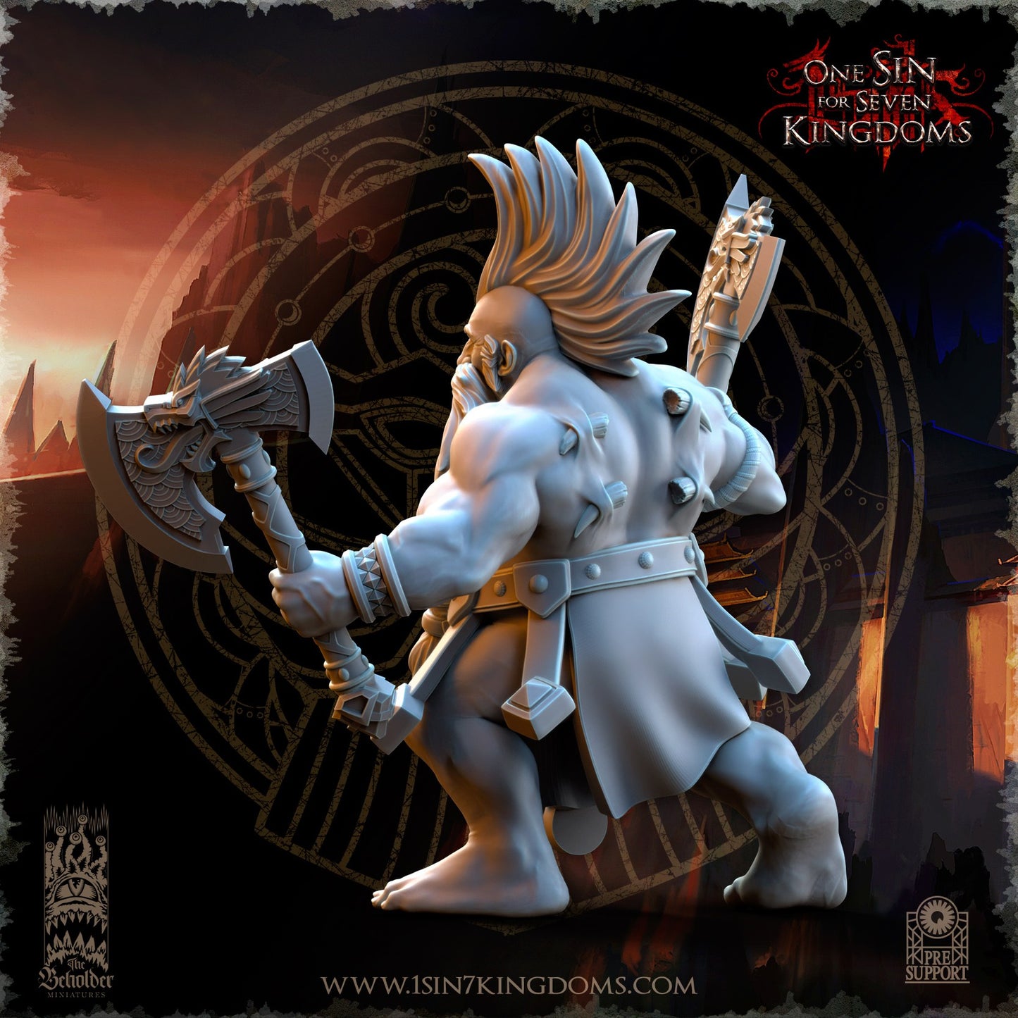 Miniatura Tharin Barba de Fuego Enanos resina 32mm sin pintar - Drakholm