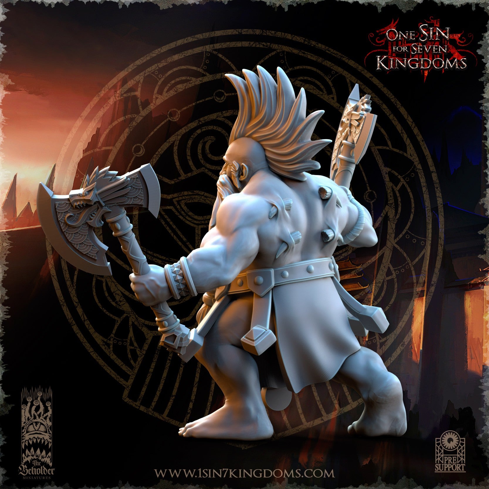 Miniatura Tharin Barba de Fuego Enanos resina 32mm sin pintar - Drakholm