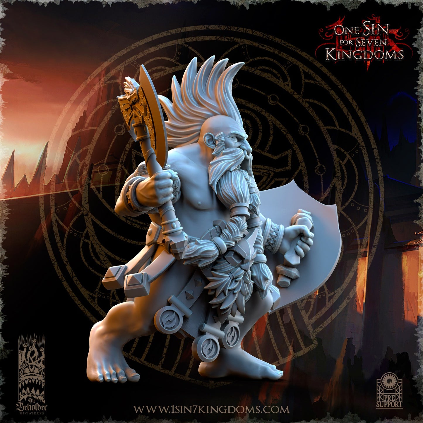 Miniatura Tharin Barba de Fuego Enanos resina 32mm sin pintar - Drakholm