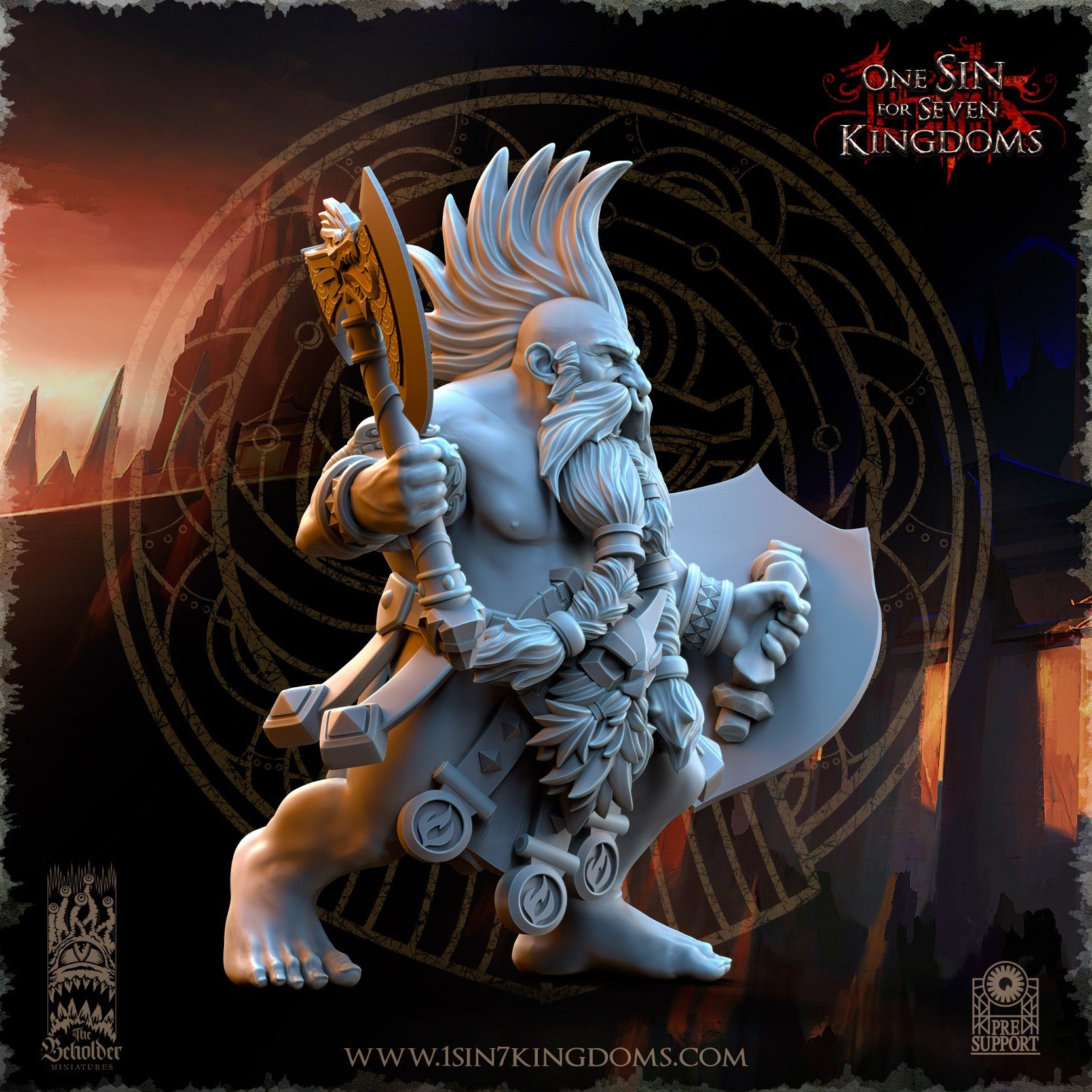 Miniatura Tharin Barba de Fuego Enanos resina 32mm sin pintar - Drakholm
