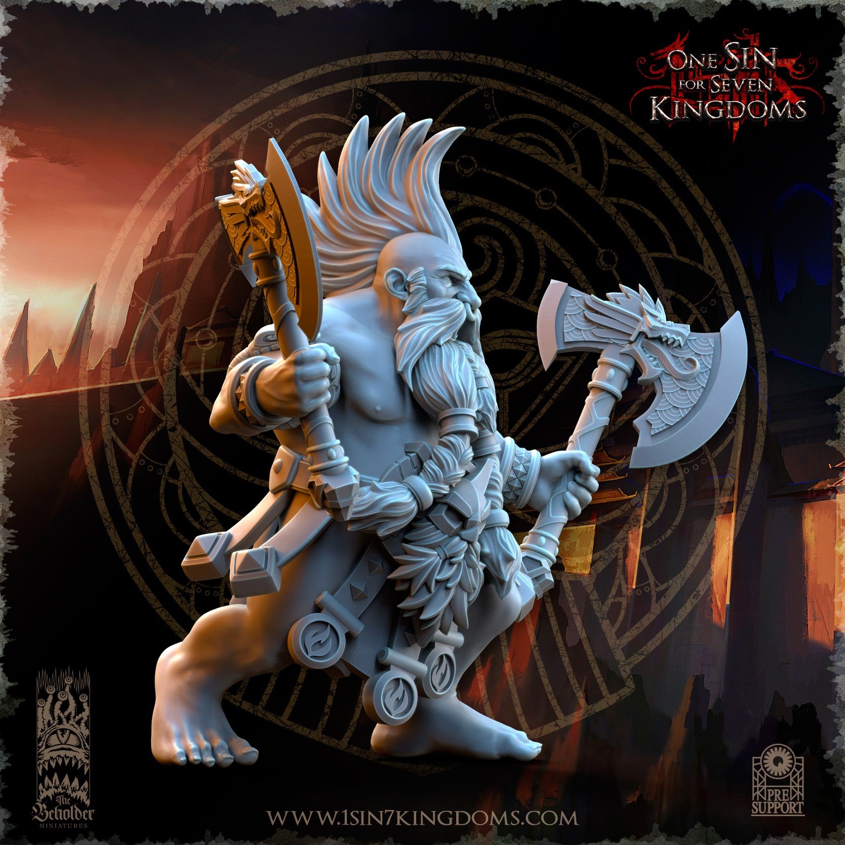 Miniatura Tharin Barba de Fuego Enanos resina 32mm sin pintar - Drakholm