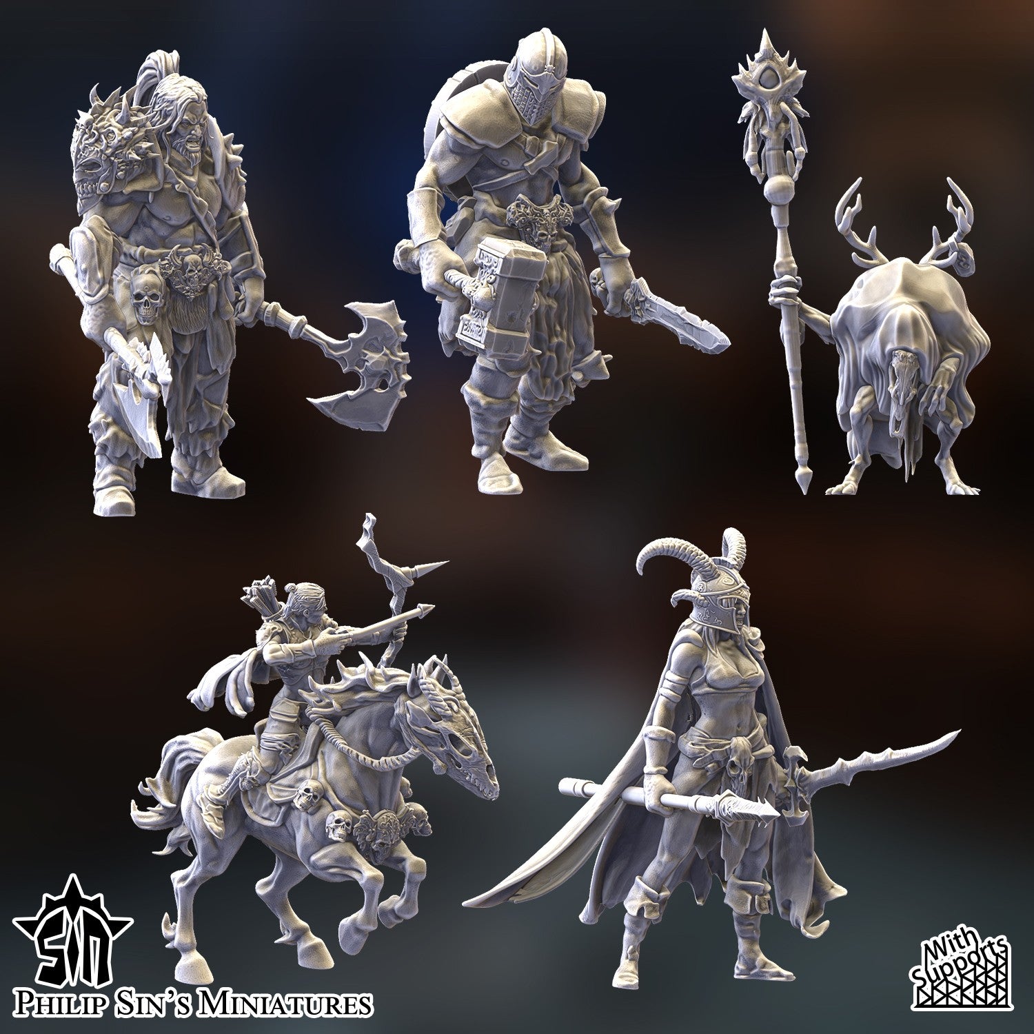 Miniatura La Banda de los Juramentados Reinos del Caos resina 32mm sin pintar - Drakholm
