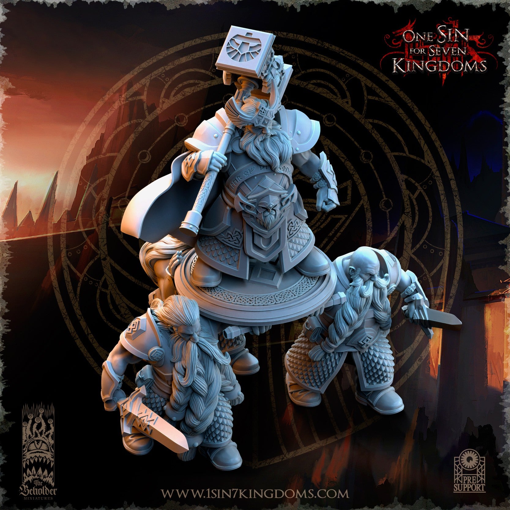 Miniatura Throngrim Rey del Corazón de la Montaña Enanos resina 32mm sin pintar - Drakholm