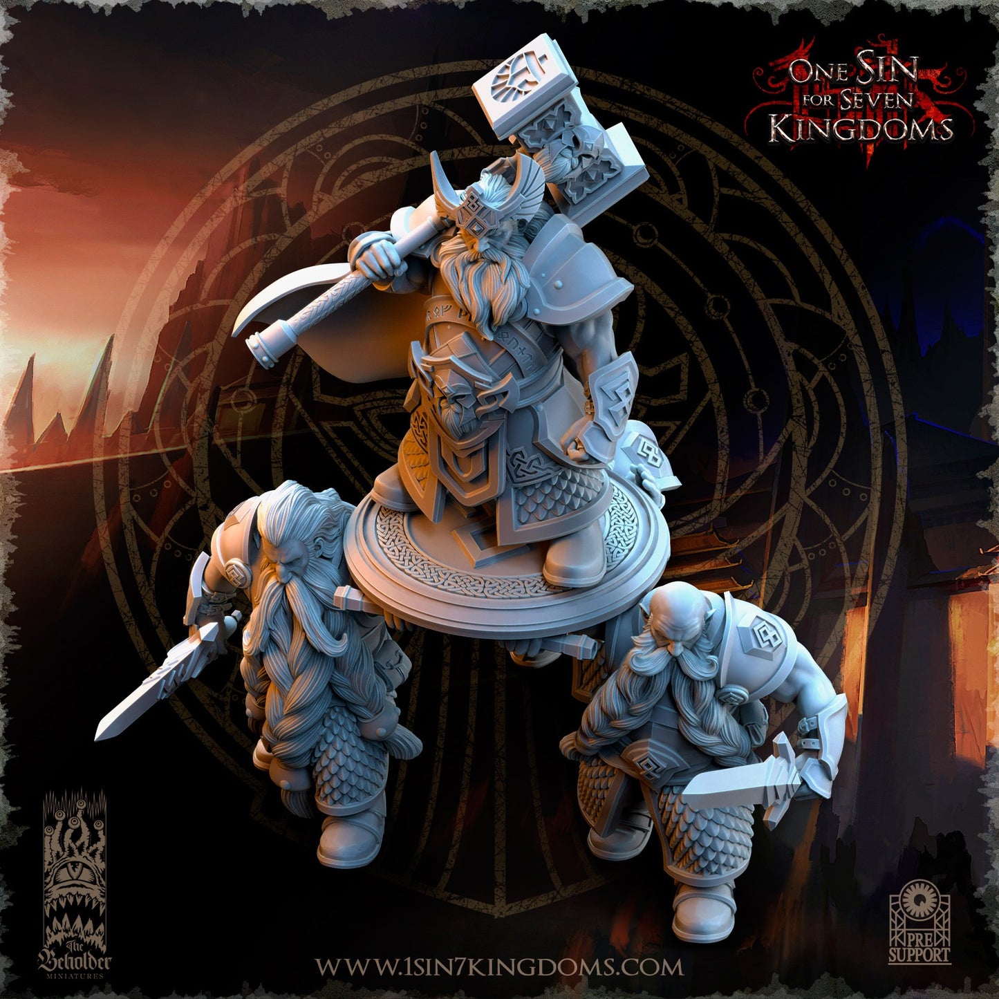 Miniatura Throngrim Rey del Corazón de la Montaña Enanos resina 32mm sin pintar - Drakholm