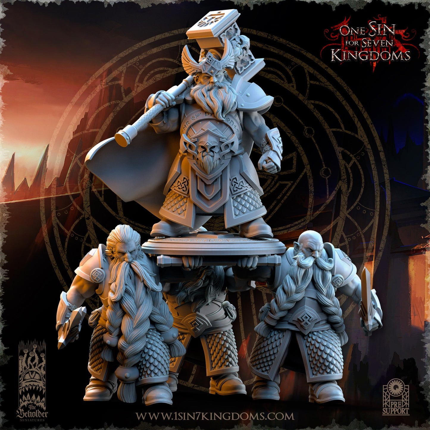 Miniatura Throngrim Rey del Corazón de la Montaña Enanos resina 32mm sin pintar - Drakholm