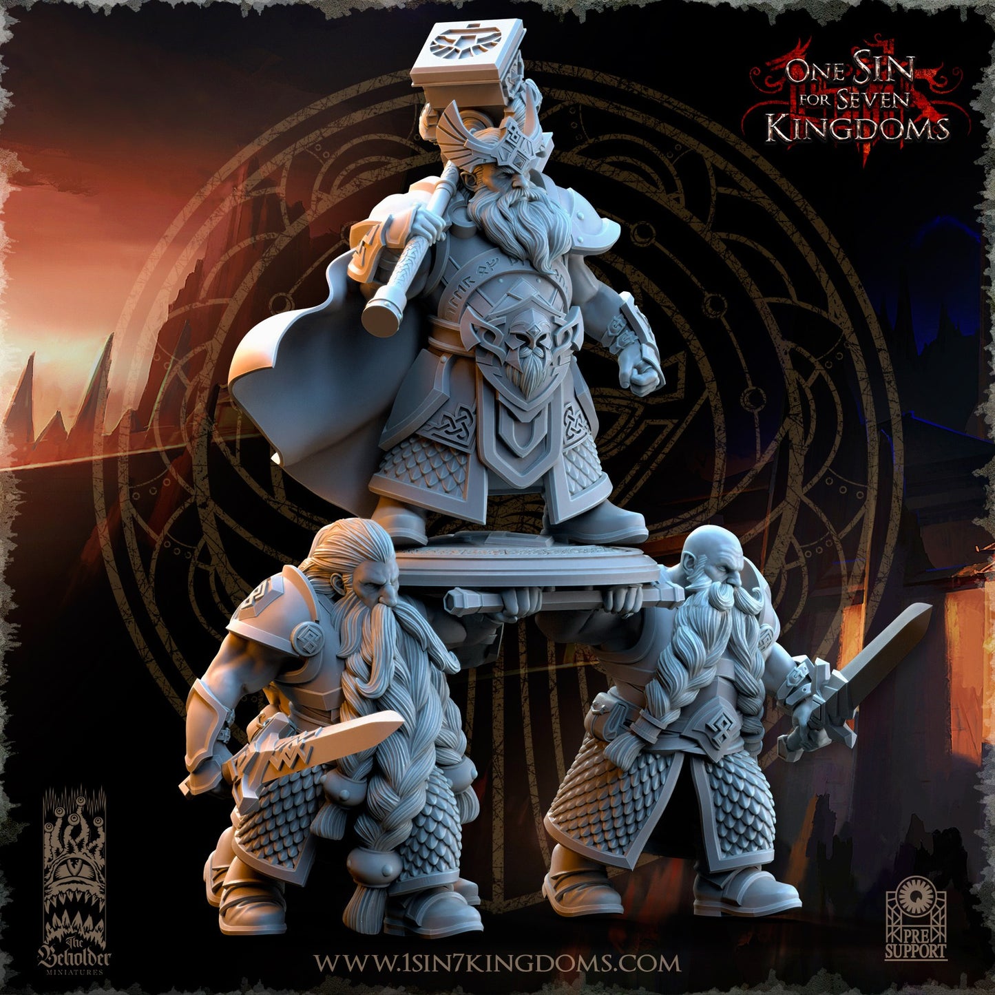 Miniatura Throngrim Rey del Corazón de la Montaña Enanos resina 32mm sin pintar - Drakholm