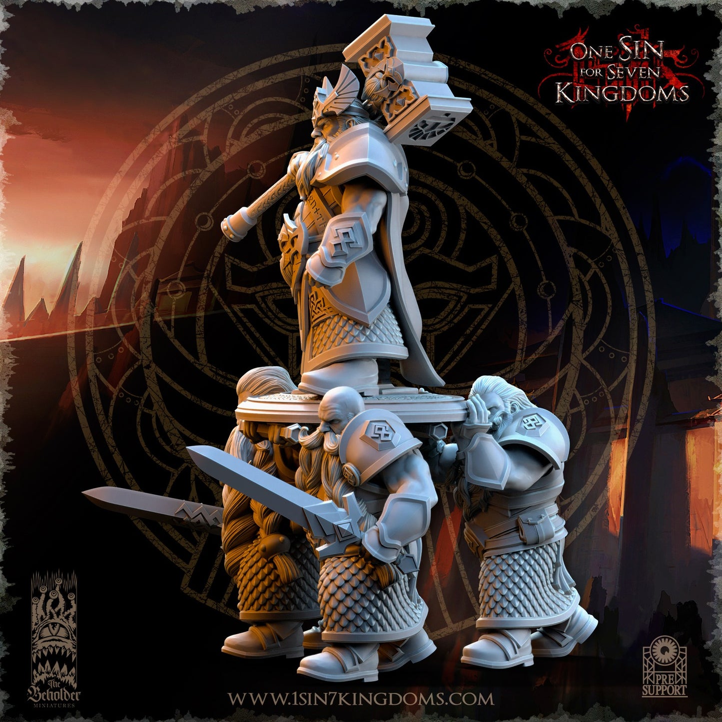 Miniatura Throngrim Rey del Corazón de la Montaña Enanos resina 32mm sin pintar - Drakholm