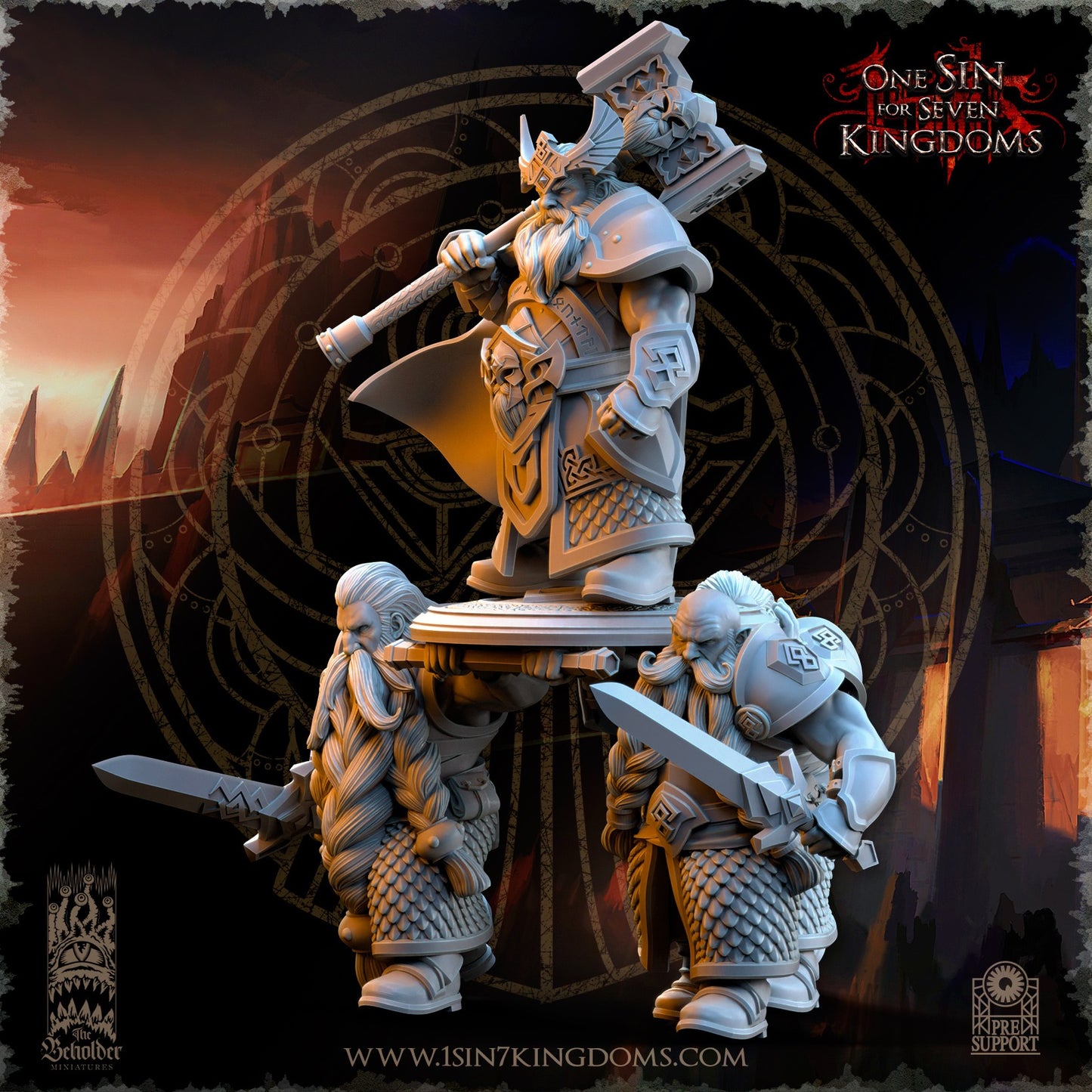 Miniatura Throngrim Rey del Corazón de la Montaña Enanos resina 32mm sin pintar - Drakholm