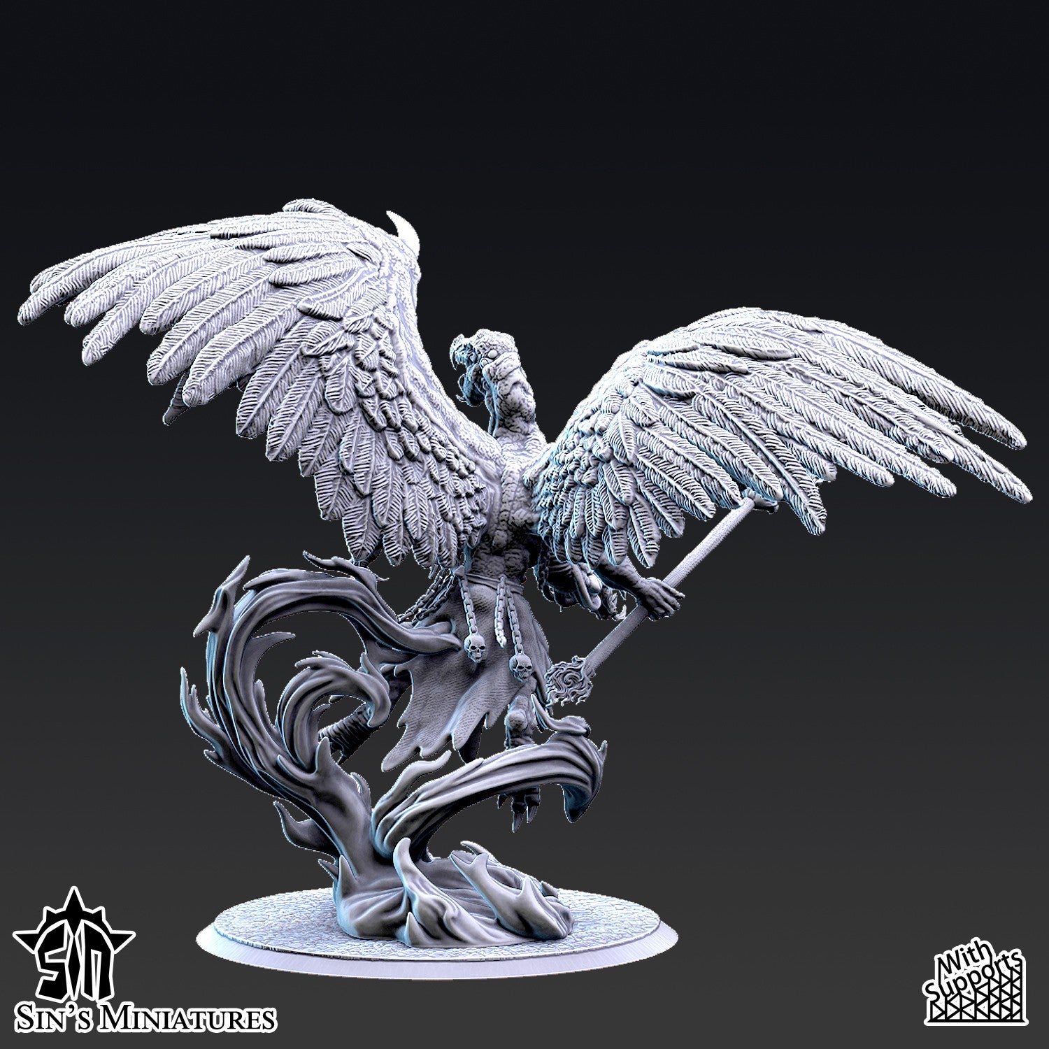 Miniatura Gran Demonio Bicéfalo del Cambio Reinos del Caos resina 32mm sin pintar - Drakholm