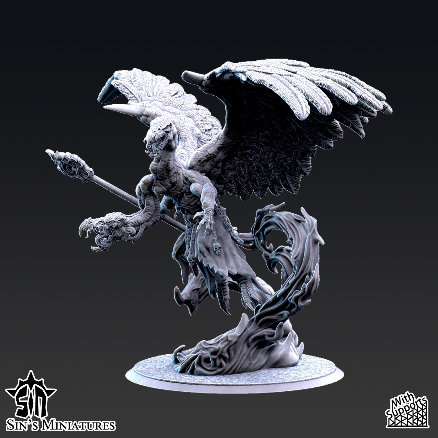 Miniatura Gran Demonio Bicéfalo del Cambio Reinos del Caos resina 32mm sin pintar - Drakholm