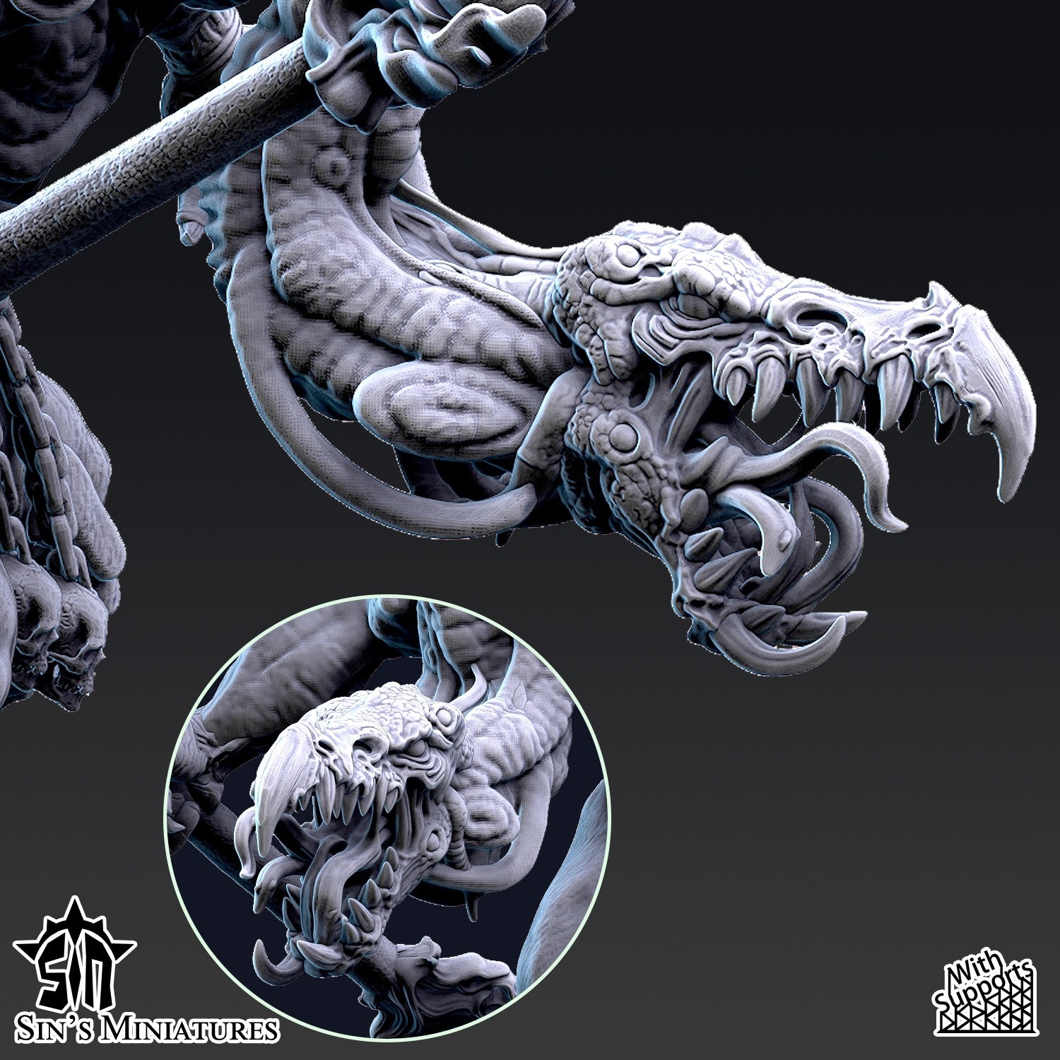 Miniatura Gran Demonio Bicéfalo del Cambio Reinos del Caos resina 32mm sin pintar - Drakholm