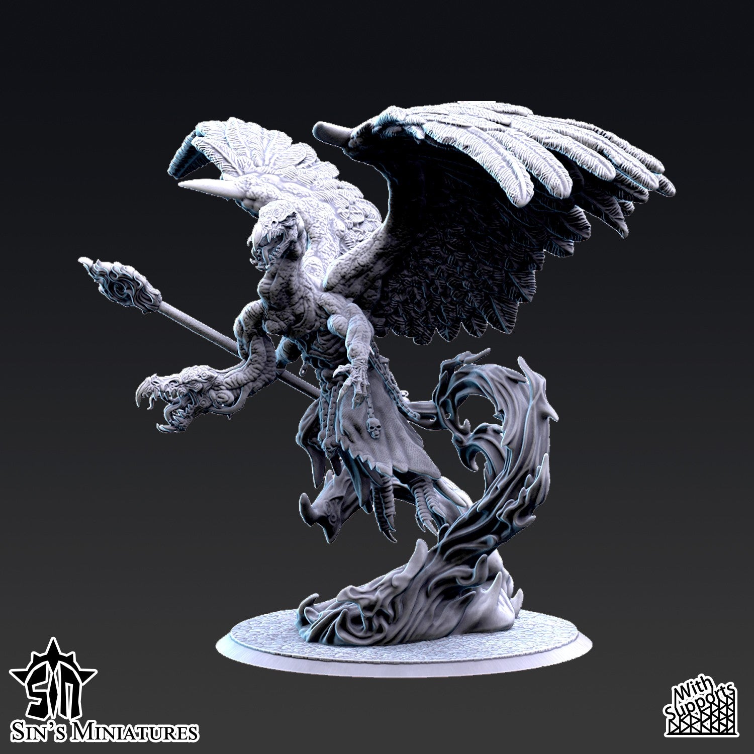 Miniatura Gran Demonio Bicéfalo del Cambio Reinos del Caos resina 32mm sin pintar - Drakholm