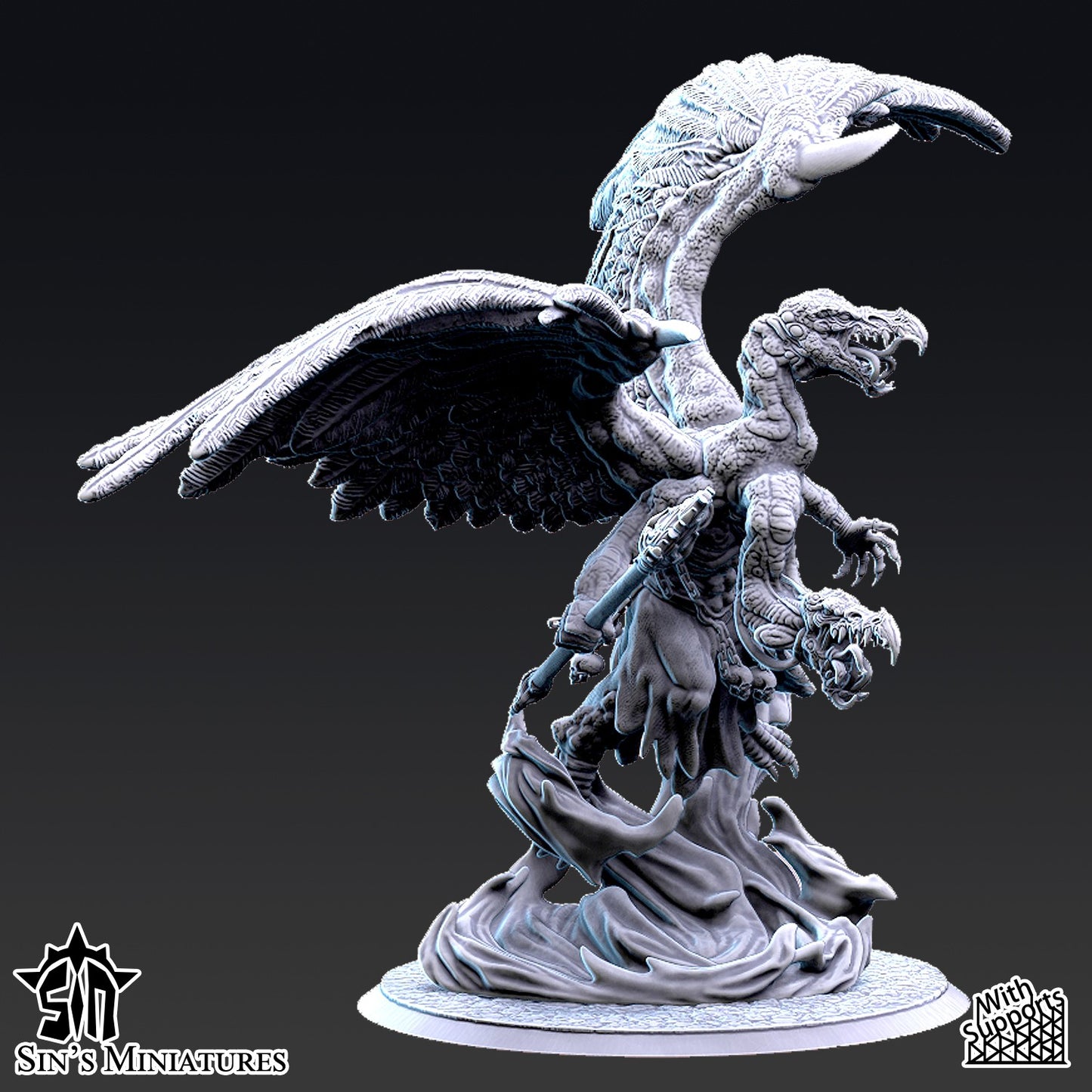 Miniatura Gran Demonio Bicéfalo del Cambio Reinos del Caos resina 32mm sin pintar - Drakholm
