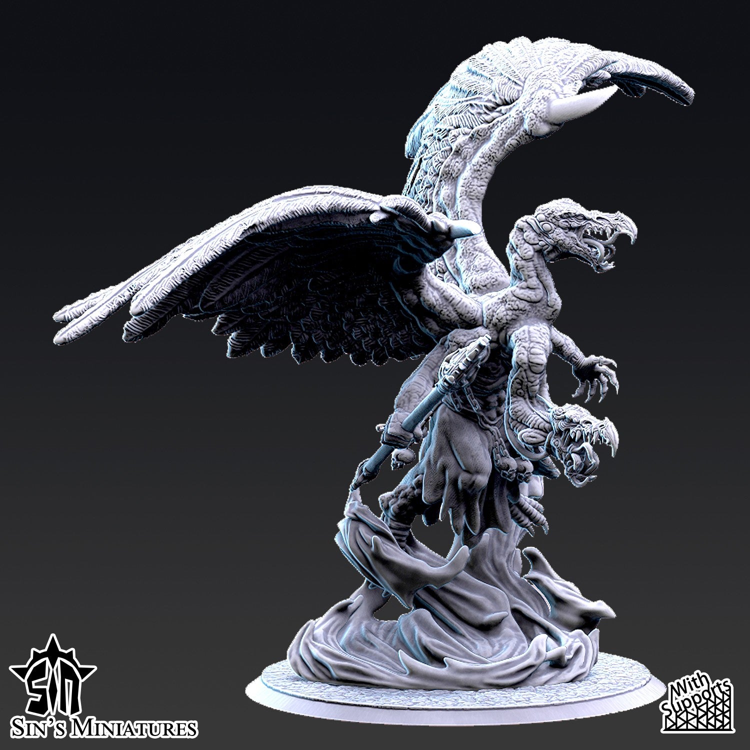 Miniatura Gran Demonio Bicéfalo del Cambio Reinos del Caos resina 32mm sin pintar - Drakholm