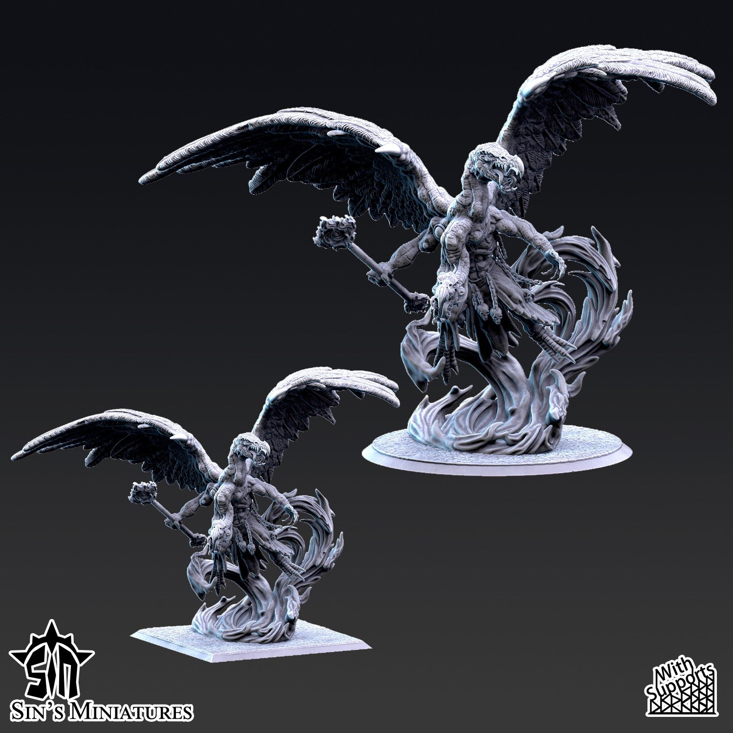 Miniatura Gran Demonio Bicéfalo del Cambio Reinos del Caos resina 32mm sin pintar - Drakholm