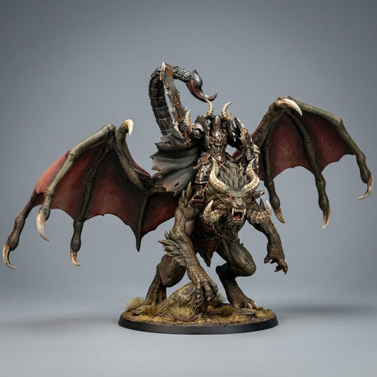 Miniatura Vrolok sobre Mantícora Reinos del Caos resina 32mm sin pintar - Drakholm
