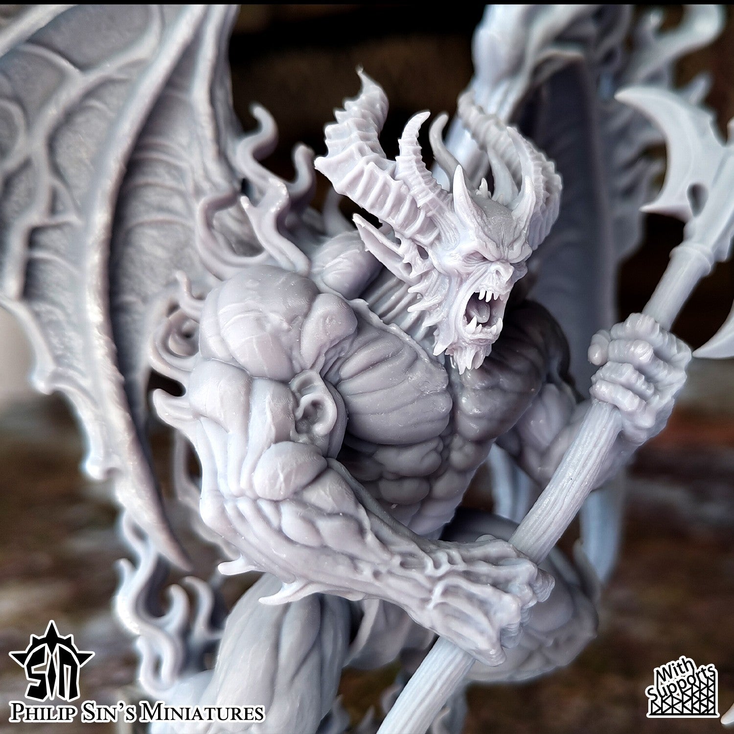 Miniatura Gran Demonio de la Ira Insensata Reinos del Caos resina 32mm sin pintar - Drakholm