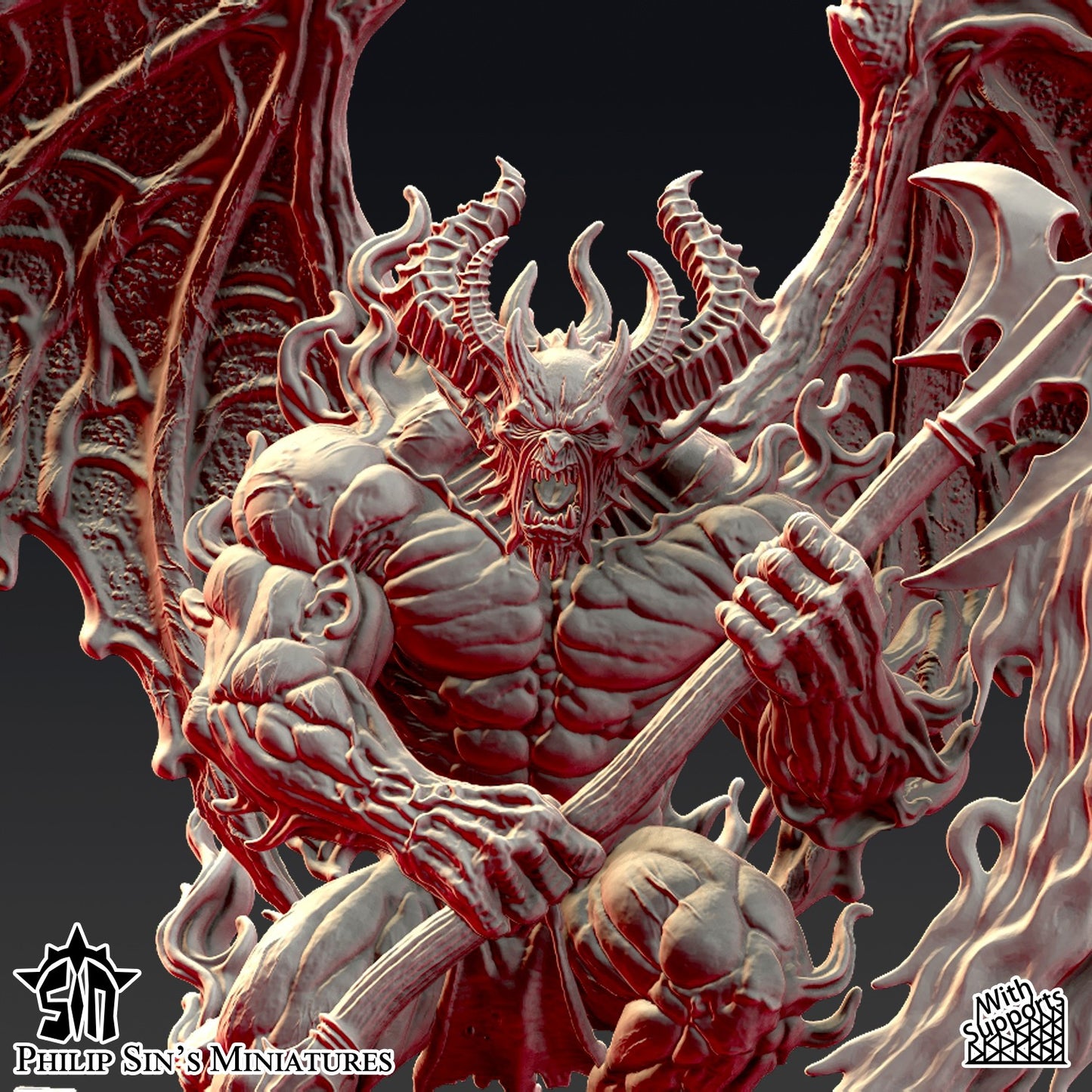 Miniatura Gran Demonio de la Ira Insensata Reinos del Caos resina 32mm sin pintar - Drakholm