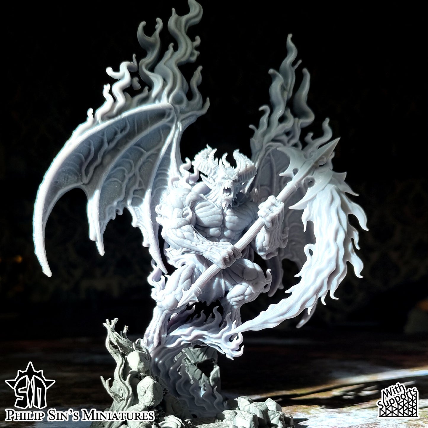 Miniatura Gran Demonio de la Ira Insensata Reinos del Caos resina 32mm sin pintar - Drakholm