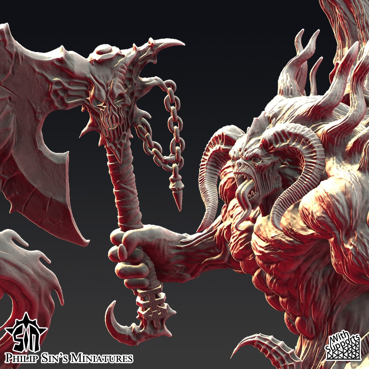 Miniatura Gran Demonio de la Furia Desatada Reinos del Caos resina 32mm sin pintar - Drakholm