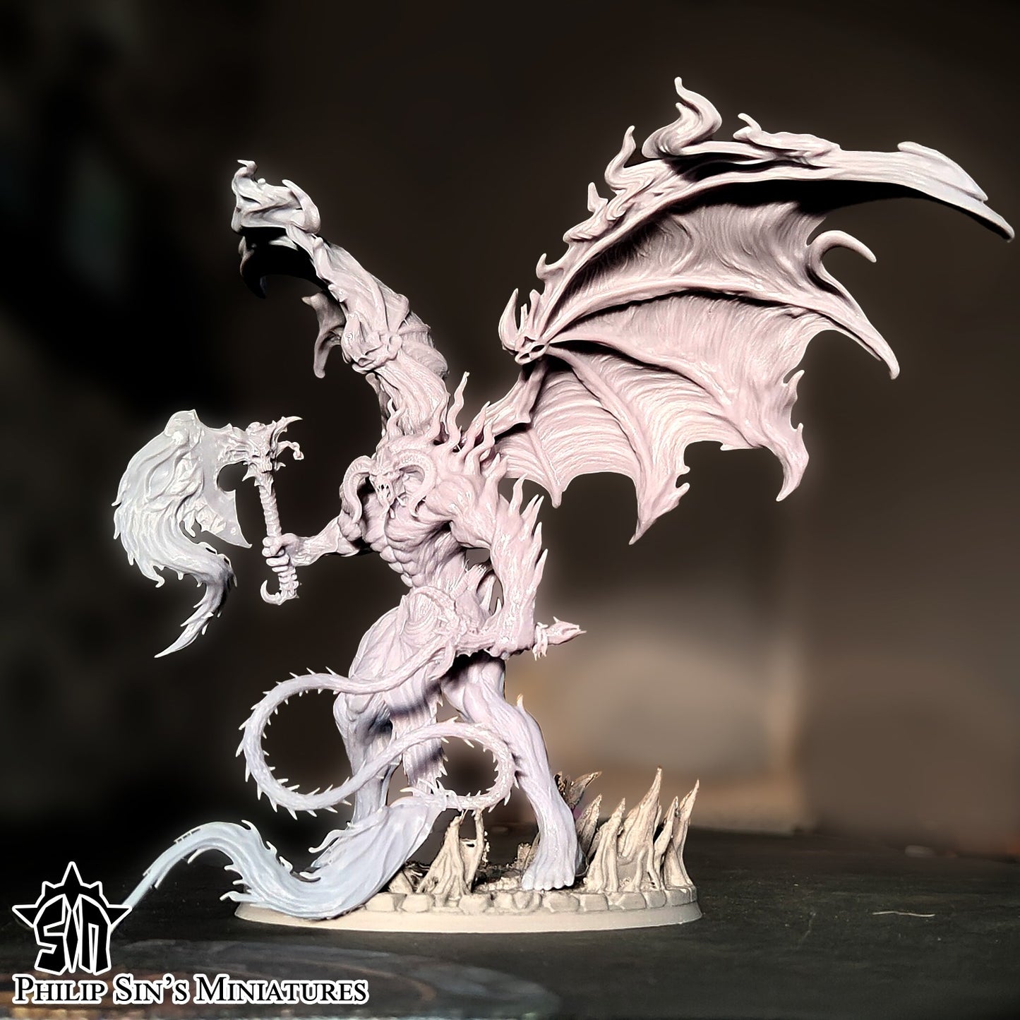 Miniatura Gran Demonio de la Furia Desatada Reinos del Caos resina 32mm sin pintar - Drakholm