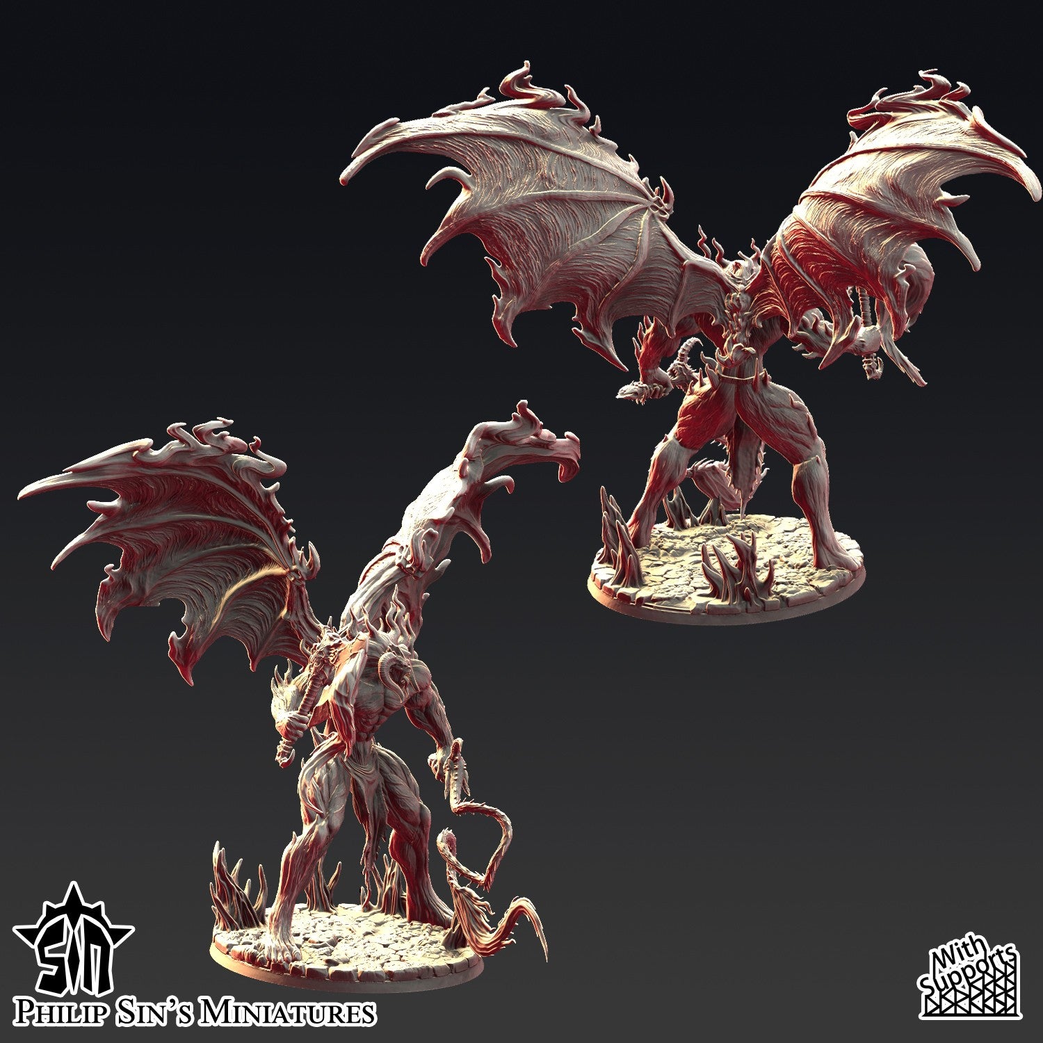 Miniatura Gran Demonio de la Furia Desatada Reinos del Caos resina 32mm sin pintar - Drakholm