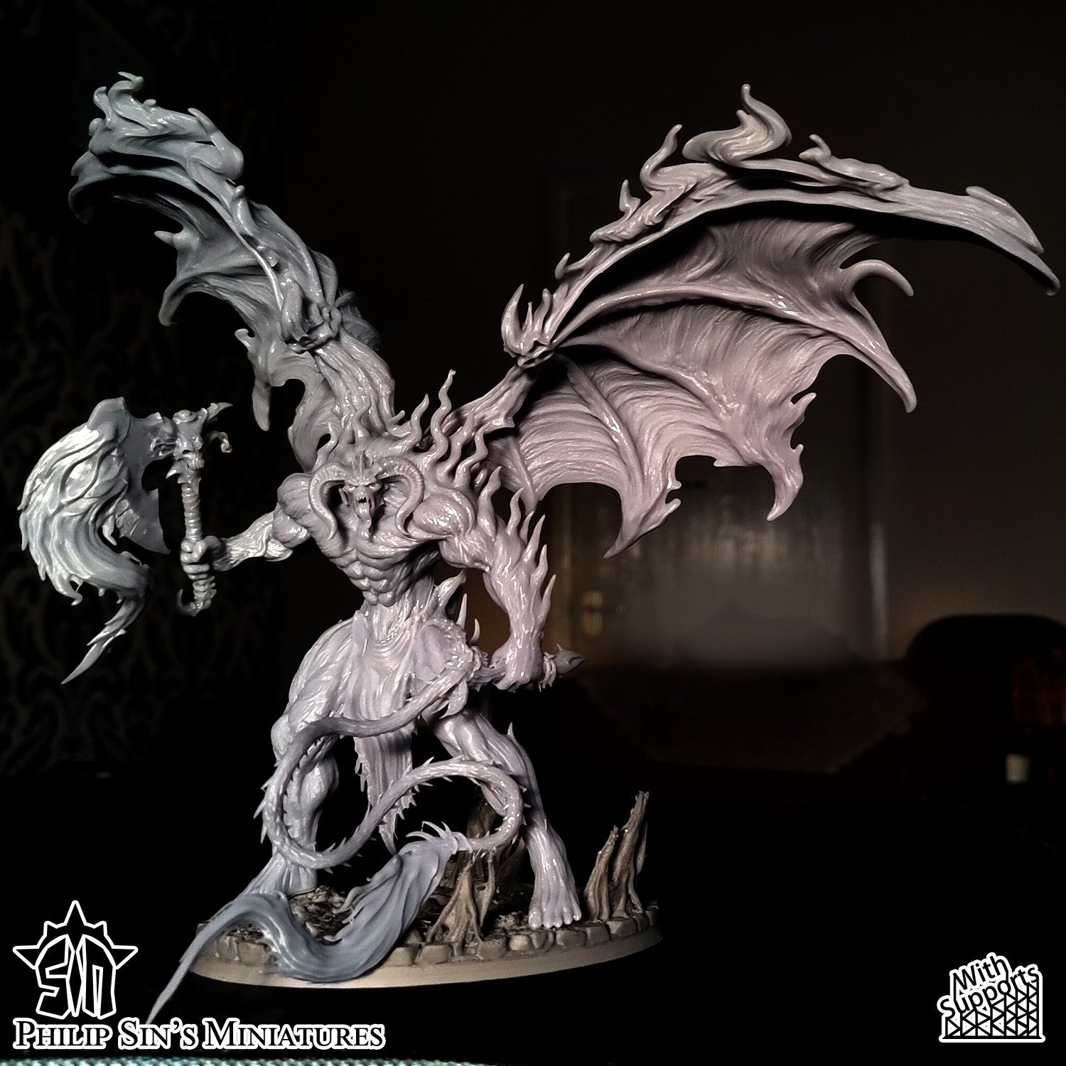 Miniatura Gran Demonio de la Furia Desatada Reinos del Caos resina 32mm sin pintar - Drakholm
