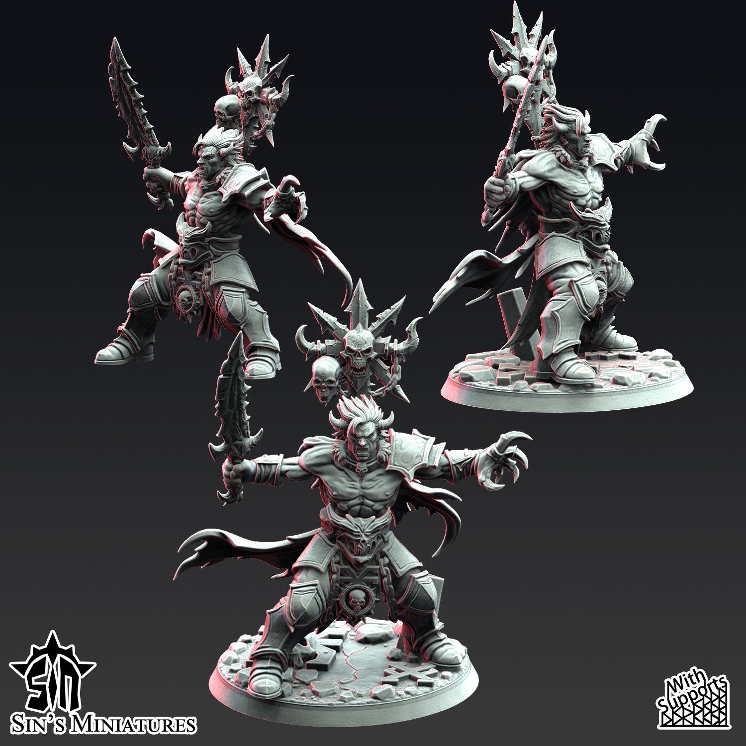 Miniatura Los Segadores de Calaveras Reinos del Caos resina 32mm sin pintar - Drakholm