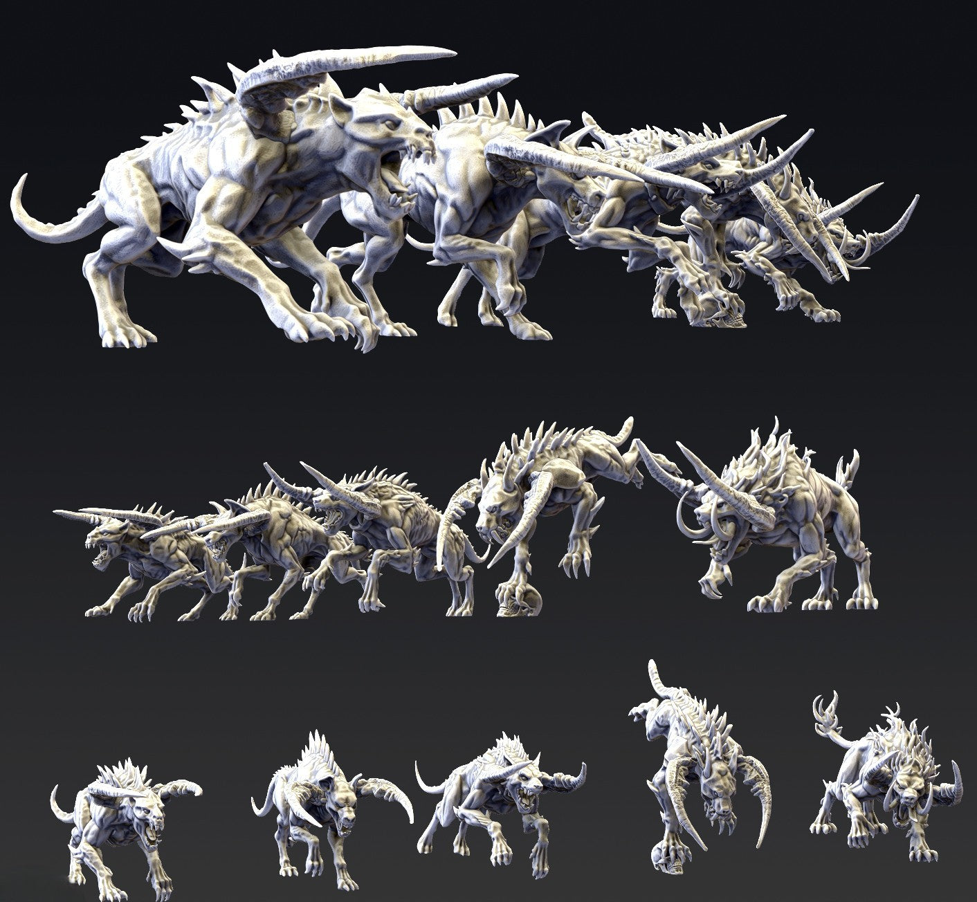 Miniatura Los Perros de la Ruina Reinos del Caos resina 32mm sin pintar - Drakholm