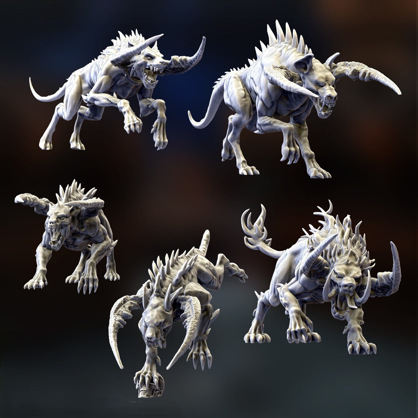 Miniatura Los Perros de la Ruina Reinos del Caos resina 32mm sin pintar - Drakholm