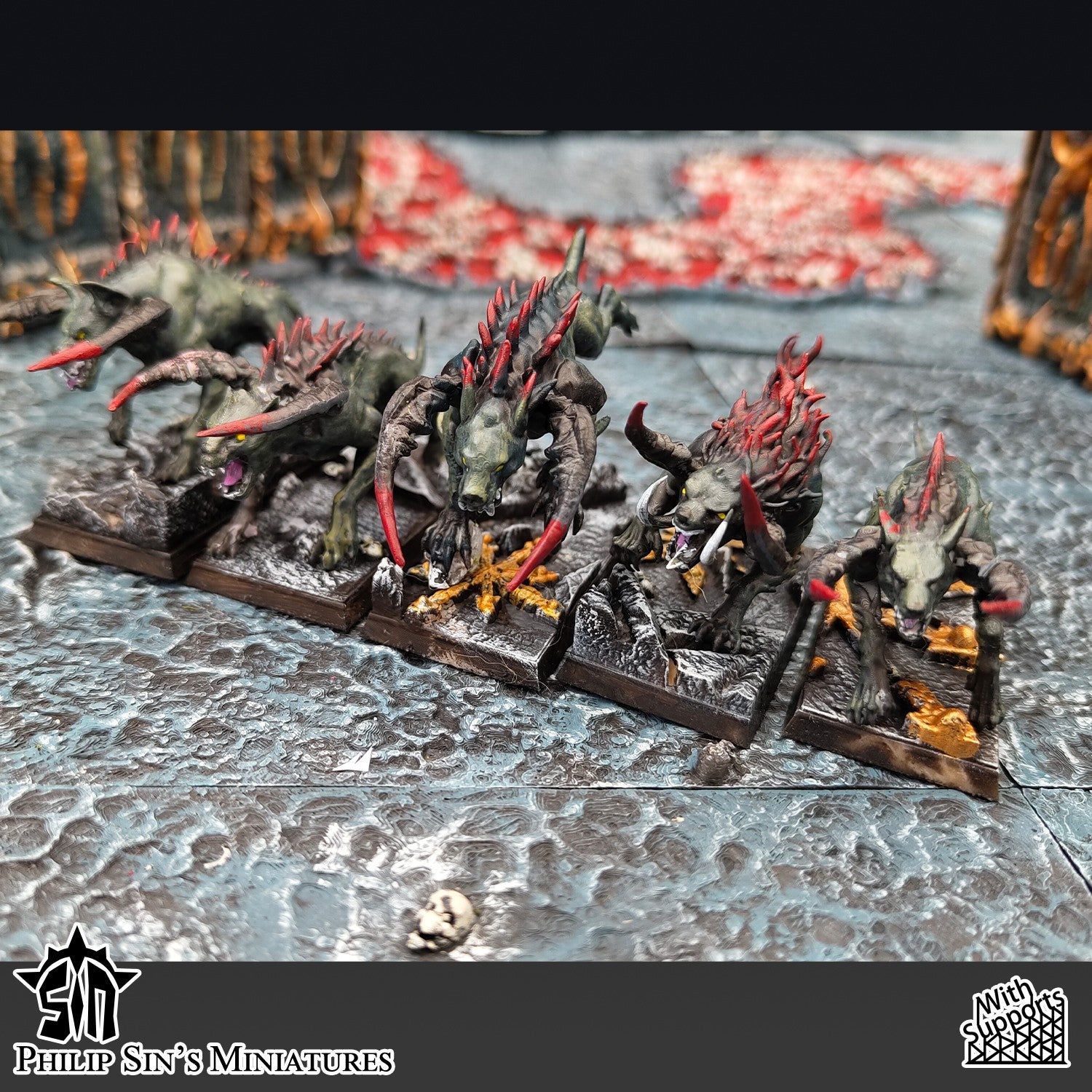 Miniatura Los Perros de la Ruina Reinos del Caos resina 32mm sin pintar - Drakholm