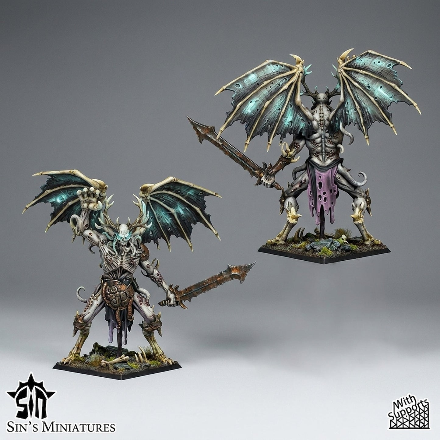 Miniatura Príncipes Demoniacos Alados de la Plaga Reinos del Caos resina 32mm sin pintar - Drakholm