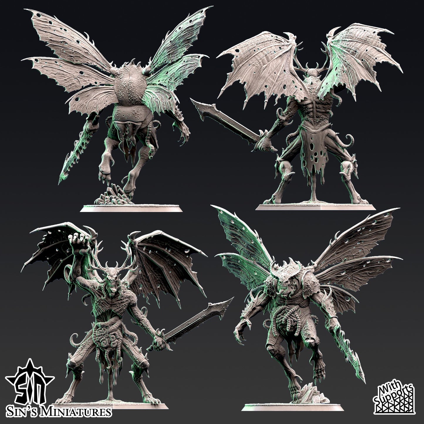 Miniatura Príncipes Demoniacos Alados de la Plaga Reinos del Caos resina 32mm sin pintar - Drakholm