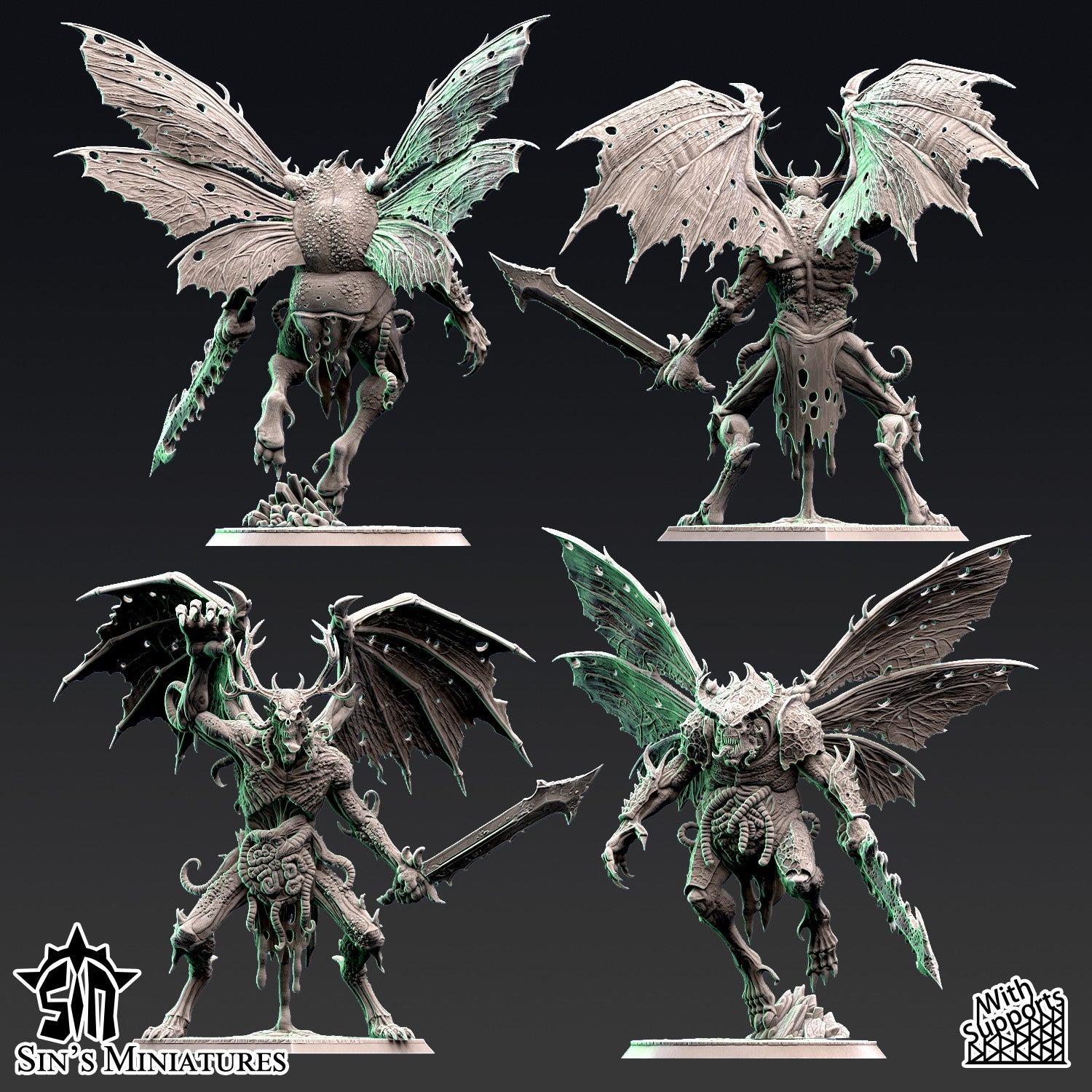 Miniatura Príncipes Demoniacos Alados de la Plaga Reinos del Caos resina 32mm sin pintar - Drakholm