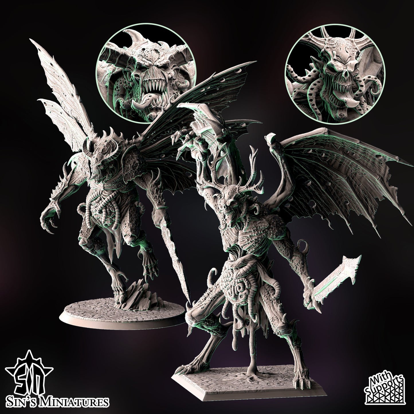 Miniatura Príncipes Demoniacos Alados de la Plaga Reinos del Caos resina 32mm sin pintar - Drakholm