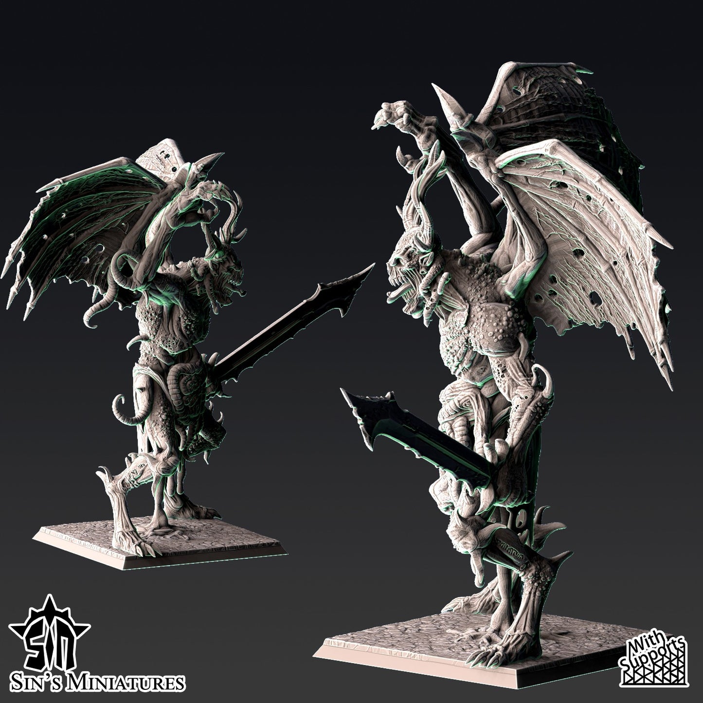 Miniatura Príncipes Demoniacos Alados de la Plaga Reinos del Caos resina 32mm sin pintar - Drakholm