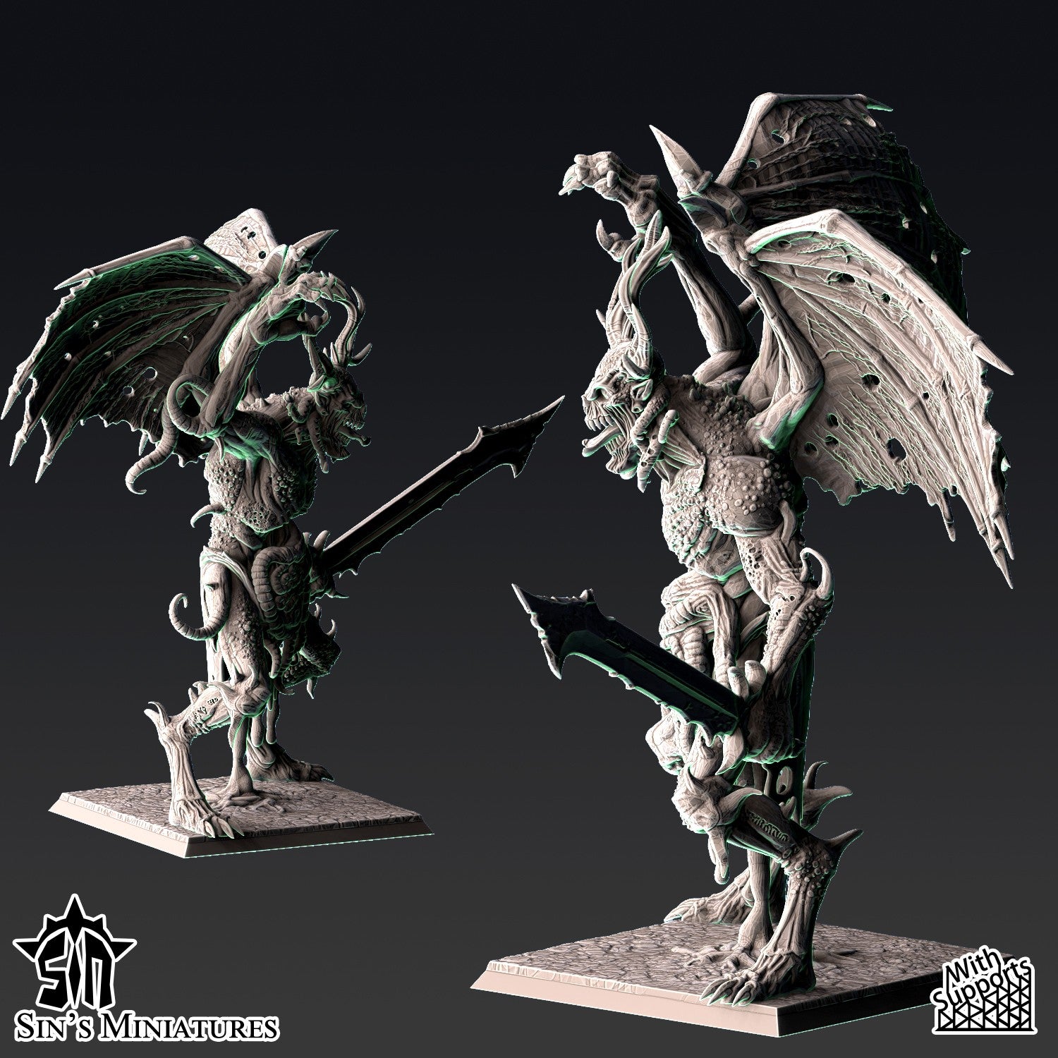 Miniatura Príncipes Demoniacos Alados de la Plaga Reinos del Caos resina 32mm sin pintar - Drakholm