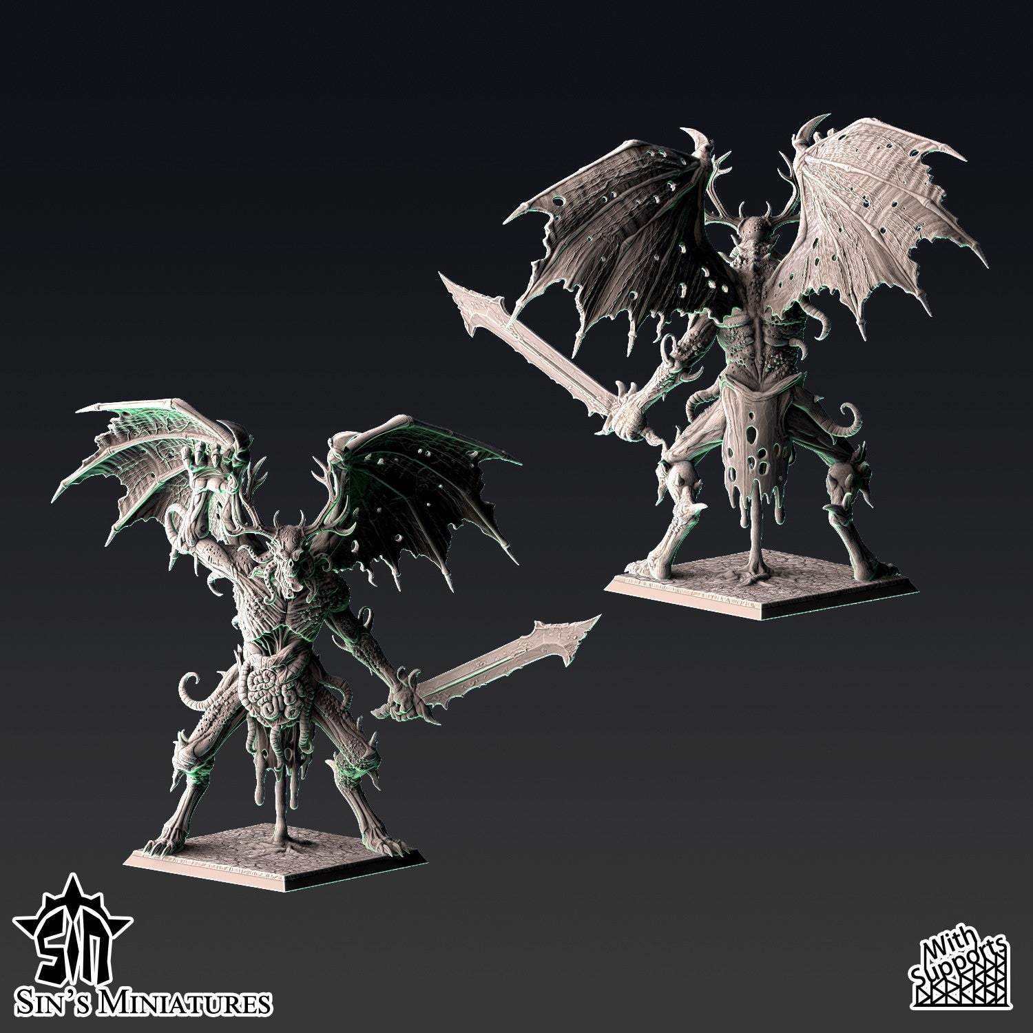 Miniatura Príncipes Demoniacos Alados de la Plaga Reinos del Caos resina 32mm sin pintar - Drakholm