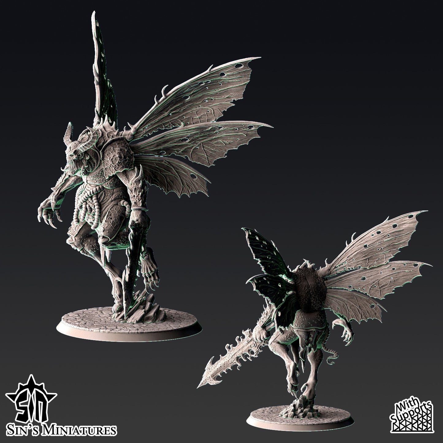 Miniatura Príncipes Demoniacos Alados de la Plaga Reinos del Caos resina 32mm sin pintar - Drakholm
