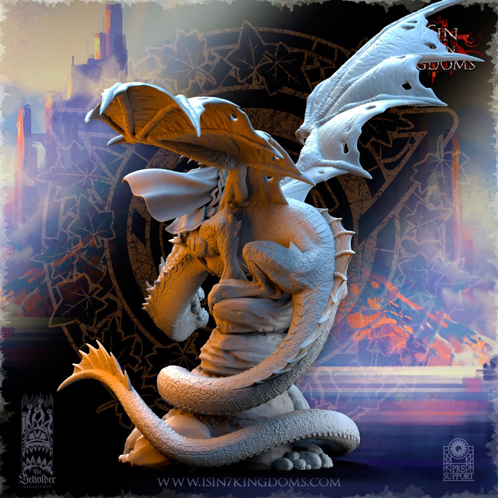 Miniatura Ynariel princesa de los elfos sobre dragón Altos Elfos resina 32mm sin pintar - Drakholm